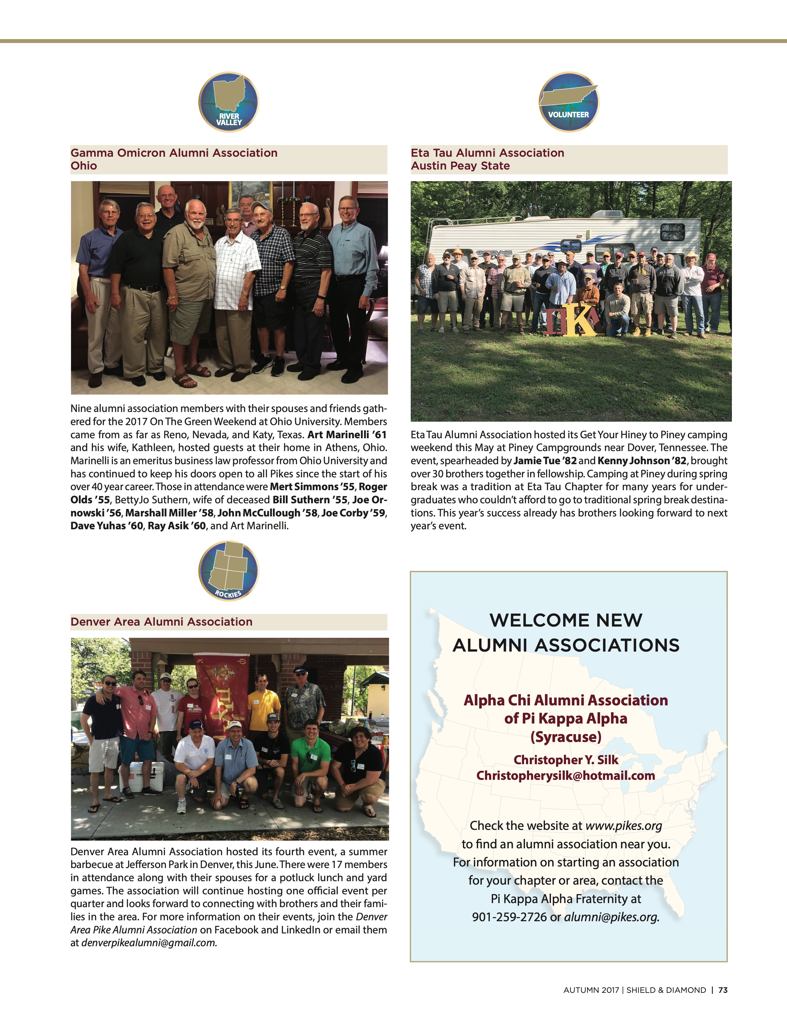 Welcome New Alumni Associations, Autumn 2017